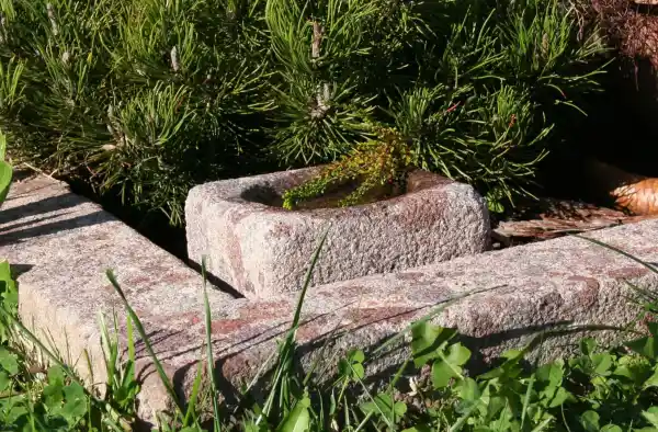 weihwasserschale in den Stein gemeiselt